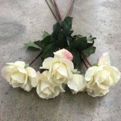 Something Blue Wedding DECOR Rose Real Touch White/Green 6ct