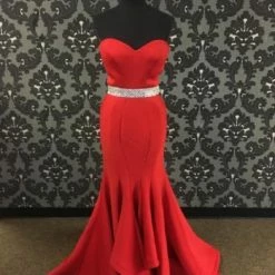 Jovani Women's Prom Dress Polyester Red Size 6 Sweetheart Strapless
