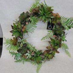 Something Blue Wreath Wood/Succulent Brown/Green Size 15" FLORAL