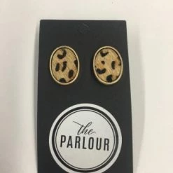 Something Blue Wedding Leather Leopard Stud Earrings