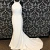 Something Blue Justin Alexander 88313 Women's Wedge Crepe Ivory Size 12 Sheath WEDDING DRESSES