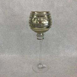 Something Blue Goblet Size 13" Glass Gold Mercury CANDLES DECOR