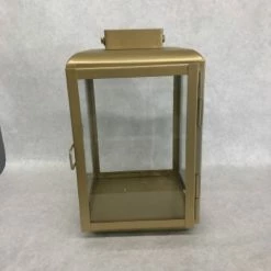 Something Blue DECOR Lantern Size 7"x11.75" Metal/Glass Gold LANTERNS/BIRDCAGES