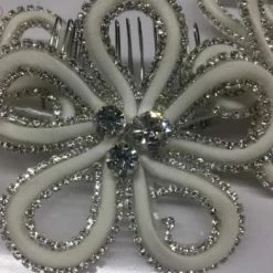 Something Blue Wedding HAIR ACCESSORIES E513 Women's Hair Piece Rhinestone/Ribbon Silver/Ivory