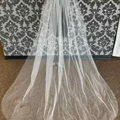 Something Blue VEILS Cathedral Ivory Tulle Cut Edge Veil