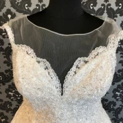 Something Blue House Of Wu 15657 Wedding Dress Lace/Tulle Ivory Size 22 AS IS HOLES IN SKIRT