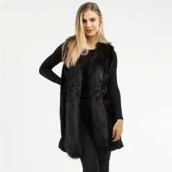 Something Blue Wedding THE PARLOUR Faux Fur Vest Black