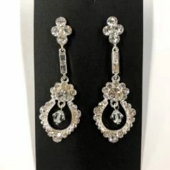 Something Blue EA205 Earrings Rhinestone Silver Dangle