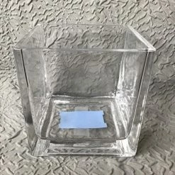 Something Blue Wedding DECOR Vase Glass Clear Size 4.75"x4.75"x4.75" Square VASES