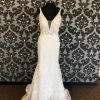 Something Blue Calla Blanche Size 14 Ivory Mermaid Deep V Sleeveless Lace Mermaid WEDDING DRESSES