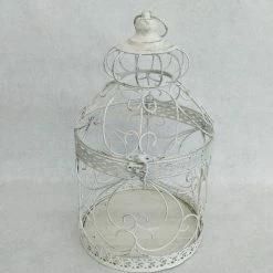 Something Blue Birdcage Size 14"x7.75" Metal Whitewash RENTAL