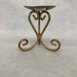 Something Blue Pillar Candle Holder Size 5.25" Metal Gold CANDLES DECOR