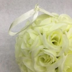 Something Blue Wedding Kissing Ball Flowers Ivory Size 6" FLORAL