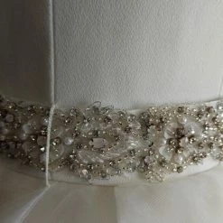 Something Blue WEDDING DRESSES Justin Alexander880023 Size 10 Horsehair Ivory Sleeveless Ballgown W/ Belt