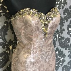 Something Blue Feriani Couture 18342 Women's MOB Sequin Matt Silver Size 12 FORMAL/MOTHER'S DRESSES