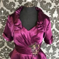 Something Blue FORMAL/MOTHER'S DRESSES Ambiance Women's MOB Satin Plum Size 12 Floor Short Sleeve