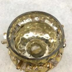 Something Blue Votive Holder Mercury Glass Antique Gold Size 2.5