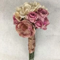 Something Blue Wedding Bouquet Floral Ivory/Various Pinks Size 13.5" FLORAL DECOR