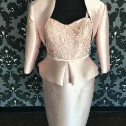 Something Blue Size 10 Light Pink Social Occasions Cocktail Bengaline & Lace Strapless