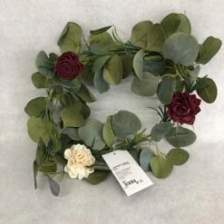 Something Blue Wreath Size 12" Floral/Greenery Green/Burgundy/Ivory FLORAL DECOR