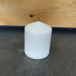 Something Blue Pillar Candle Size 3.5" Wax Ivory CANDLES DECOR