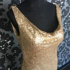 Something Blue Emma Mae Bridal 68622 Women's Formal Sequin Gold Size 10 Cocktail FORMAL/MOTHER'S DRESSES