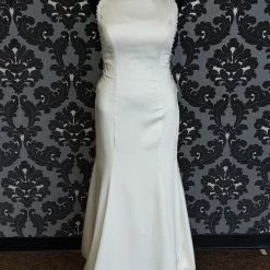 Something Blue WEDDING DRESSES Allure Bridal 9568 Size 12 Ivory Satin Highneck Fit & Flare