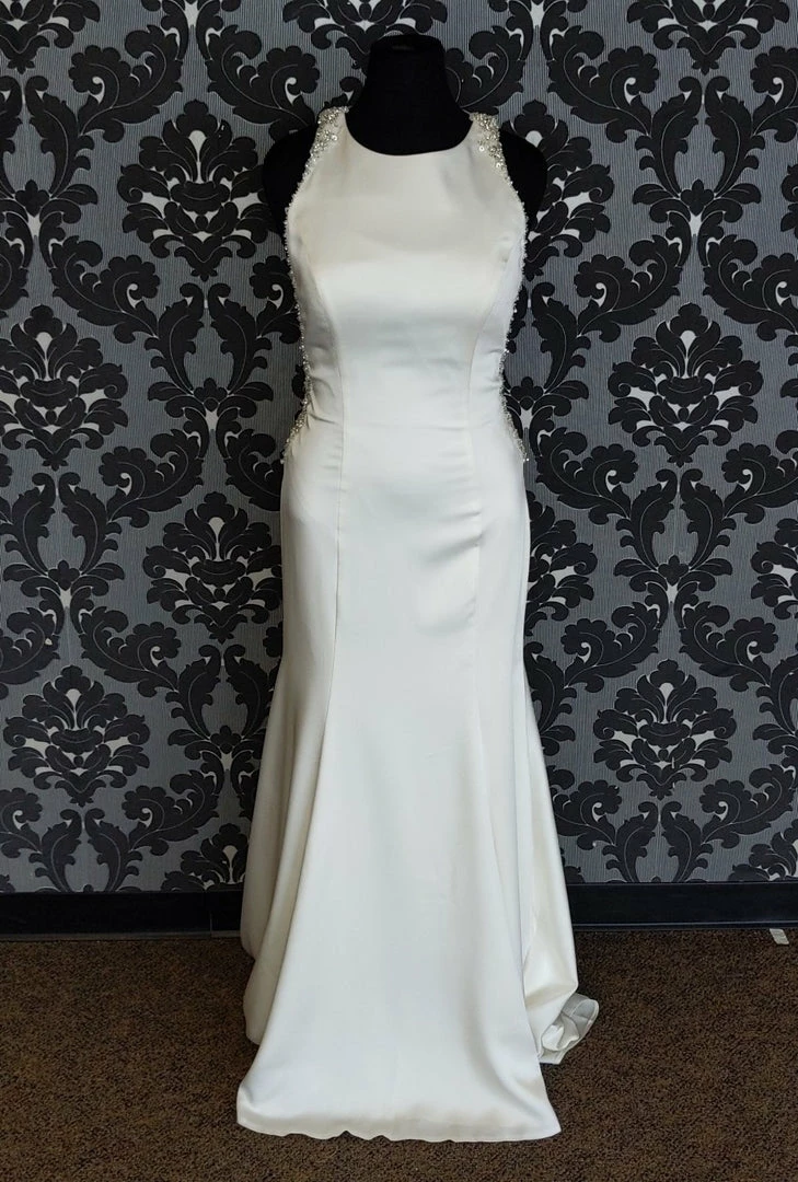Something Blue WEDDING DRESSES Allure Bridal 9568 Size 12 Ivory Satin Highneck Fit & Flare 3 Something Blue WEDDING DRESSES Allure Bridal 9568 Size 12 Ivory Satin Highneck Fit & Flare