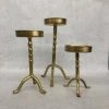Something Blue Pillar Candle Holder Size 3pc Metal Gold CANDLES DECOR