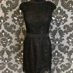 Something Blue Belsoie Women's Formal Lace Black Size 12 Cocktail Cap Sleeve FORMAL/MOTHER'S DRESSES