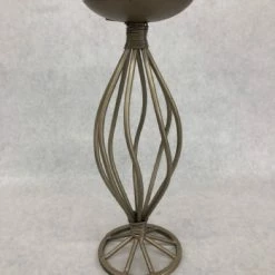 Something Blue DECOR Pillar Candle Holder Size 11 Metal Champagne CANDLES