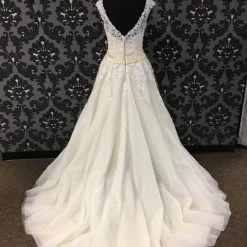 WEDDING DRESSES David Tutera 215263 Women's Wedding Dress Tulle/Lace Size 12