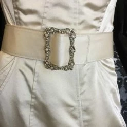 Something Blue Wedding Size 8 Ivory Satin Strapless Fit & Flare Sweetheart W/ Belt WEDDING DRESSES