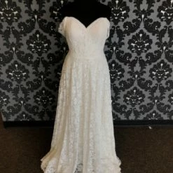 Something Blue Wilderly Bride F205L Size 18 Ivory Lace Off The Shoulder A-Line WEDDING DRESSES