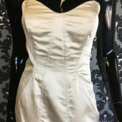 Something Blue Wedding Size 8 Ivory Satin Strapless Fit & Flare Sweetheart W/ Belt WEDDING DRESSES