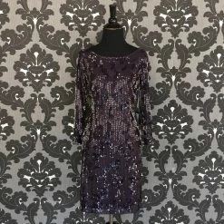 Size 6 Purple Eggplant Adrianna Papell Cocktail Sequin FORMAL/MOTHER'S DRESSES