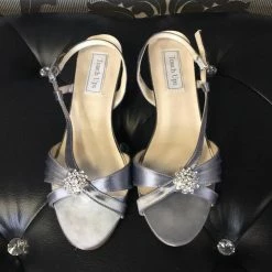NEW ARRIVALS Gray Size 9 Touch Ups Satin Kitten Heel