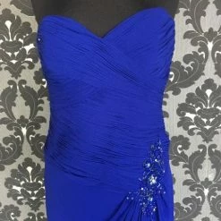 Size 10 Royal Blue Rina Di Montella Floor Chiffon Spaghetti FORMAL/MOTHER'S DRESSES