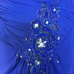 Size 10 Royal Blue Rina Di Montella Floor Chiffon Spaghetti FORMAL/MOTHER'S DRESSES