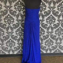 Size 10 Royal Blue Rina Di Montella Floor Chiffon Spaghetti FORMAL/MOTHER'S DRESSES