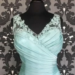 Size 10 Seaglass Belsoie Floor Chiffon Lace FORMAL/MOTHER'S DRESSES
