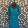 FORMAL/MOTHER'S DRESSES Size 10 Teal Belsoie L174022 Cocktail Lace 3/4 Length