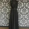 Size 12 Black Belsoie L164018 Floor Tulle Strapless