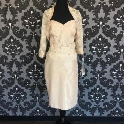 Size 12 Champagne Social Occasions 115850 Cocktail Taffeta Removable