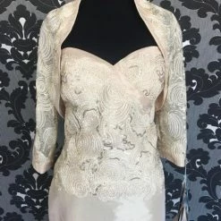 Size 12 Champagne Social Occasions 115850 Cocktail Taffeta Removable