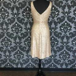 FORMAL/MOTHER'S DRESSES Size 12 Gold Sorella Vita 8685 Cocktail Sequin Sleeveless