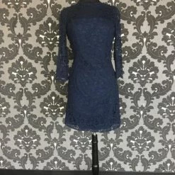 FORMAL/MOTHER'S DRESSES Size 12 Navy Belsoie L164072 Cocktail Lace 3/4 Length