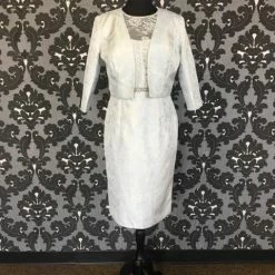 FORMAL/MOTHER'S DRESSES Size 12 Blue/gold Social Occasions 115855 Cocktail Woven 3/4 Length