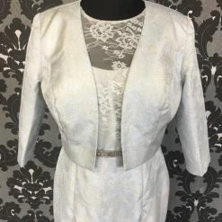 FORMAL/MOTHER'S DRESSES Size 12 Blue/gold Social Occasions 115855 Cocktail Woven 3/4 Length