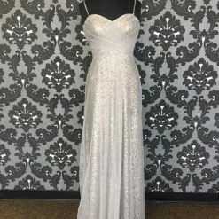 Size 12 Platinum Sorella Vita 8684 Floor Sequin/Tulle Strapless FORMAL/MOTHER'S DRESSES